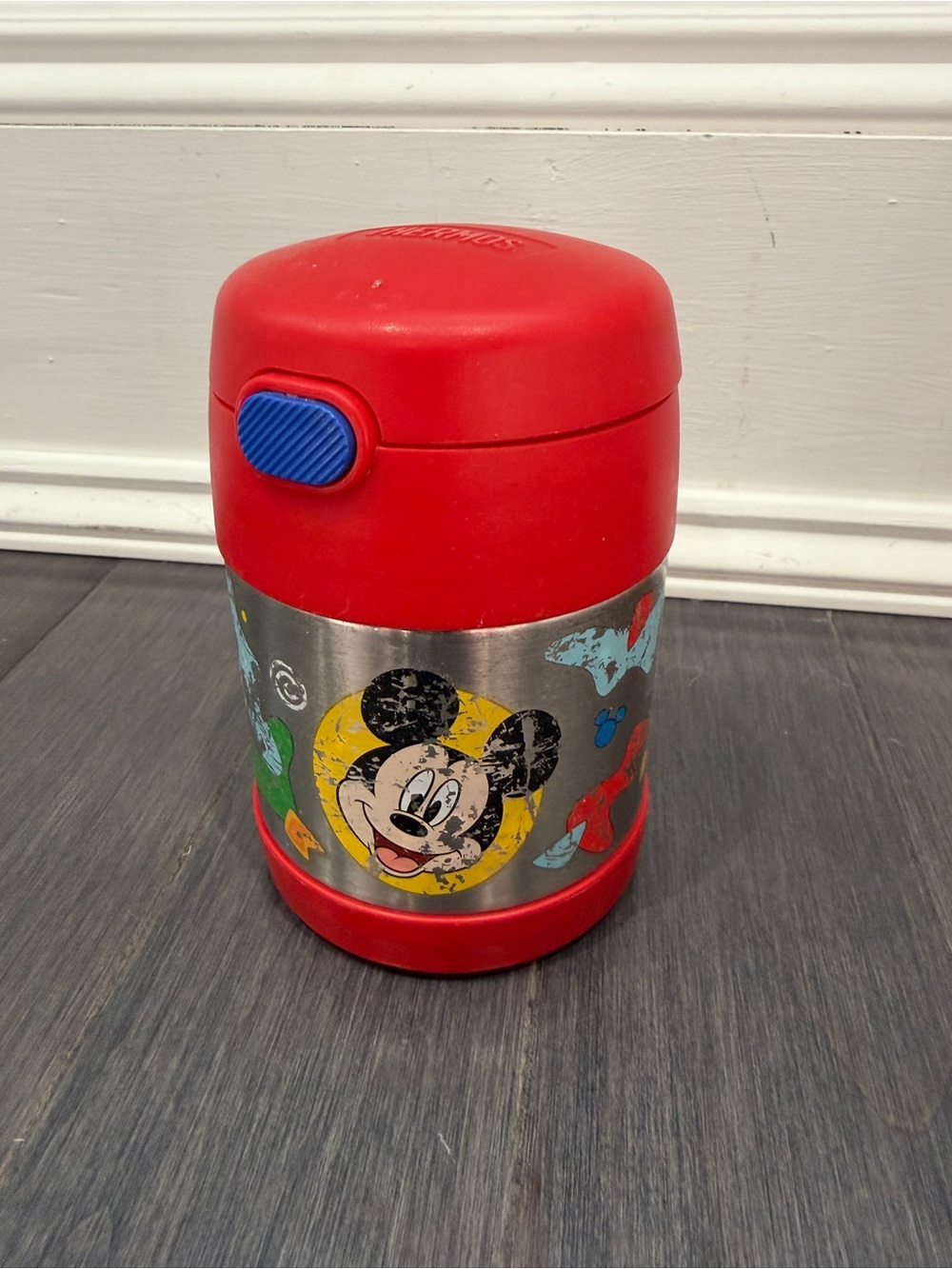 Disney Thermos Red and Blue Mickey Mouse Insulated Snack Food Lunch Jar